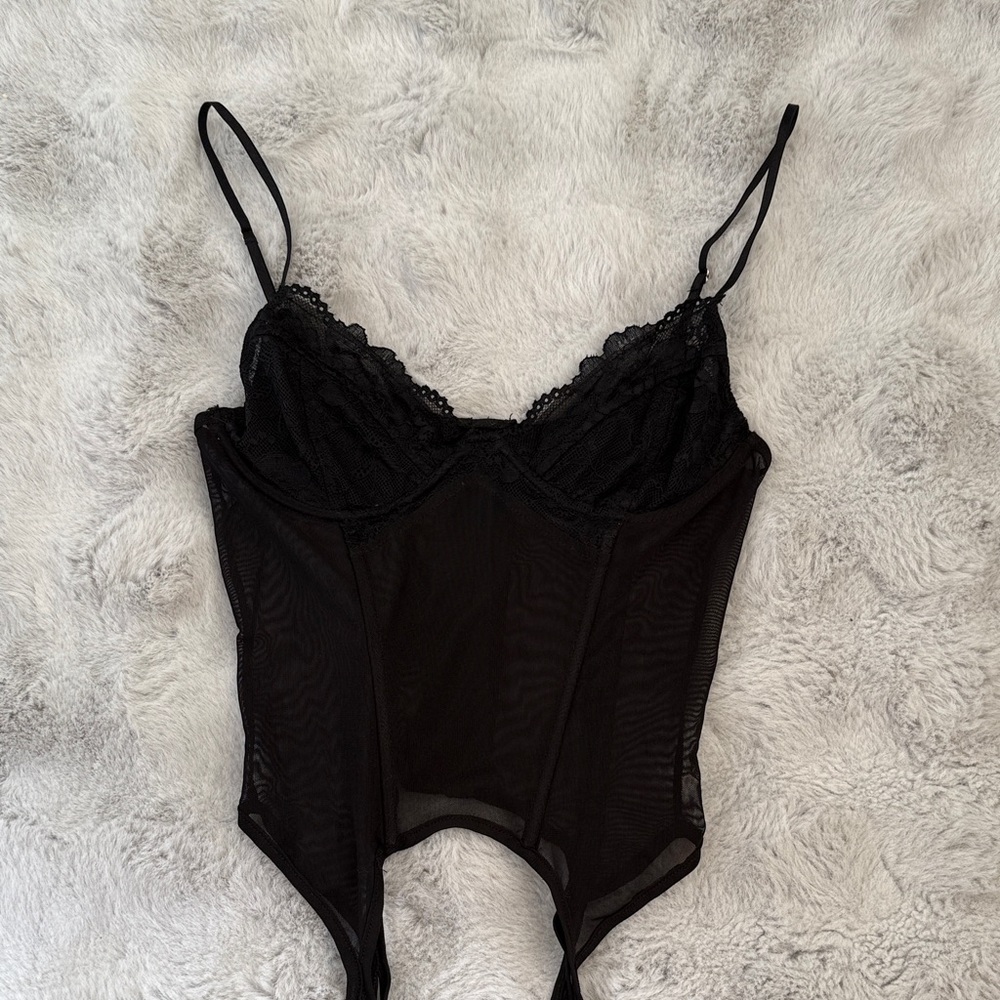 I.AM.GIA Black Lace Tank Top